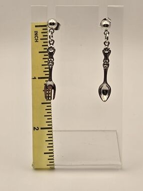 Silver Spoon & Fork Dangle Earrings - Women Jewelry Earrings